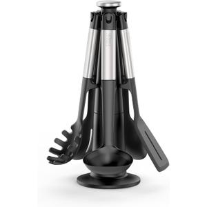 Joseph Joseph Elevate 5-piece Silicone Kitchen Utensils Carousel, BPA Free, Heat Resistant Non Stick Utensil Set, Weighted Stainless Steel Handles
