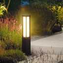 Solar Landscape Path Light, Stainless Steel 3W 350LM Luxury LED Lighting, 32 Inches Modern Outdoor Bollard Lighting for Lawn, Patio, Courtyard and Driveway Decoration, Solar Powered