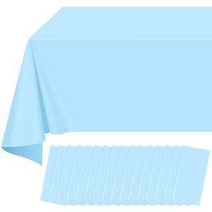 16 Pack Light Blue Plastic Tablecloth for Rectangle Tables, Premium Decorative Baby Blue Disposable Table Cloths for Parties, Rectangle Party Table Cover for Birthday Wedding Baby Shower, 54x108 Inch