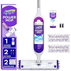 Swiffer PowerMop Multi-Surface Mop Kit for Floor Cleaning, Includes PowerMop, 2 Mopping Pad Refills, 1 Cleaning Solution with Fresh Scent and 2 Batteries Swiffer PowerMop Multi-Surface Mop Kit for Floor Cleaning, Includes PowerMop, 2 Mopping Pad Refills, 1 Cleaning Solution with Fresh Scent and 2 Batteries