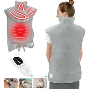 Heating Pad for Back Pain Relief, 22"x 37" Large Heating Pad for Neck and Shoulders, Heat Pad with 6 Heat Settings & 4 Time Settings Auto-Off, Gifts for Women Men Mom Dad (Gray) (37*22 Inch)