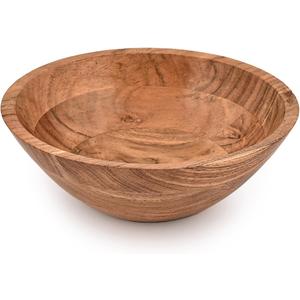 Salad Bowl Acacia Wood wooden bowl for food, serving salads, pasta, cereal or popcorn For Your Kitchen Wooden Serving Bowl (8"x 8" x 3")