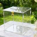 Clear Acrylic Card Box with Lock & Slot, DIY-Friendly Wedding Card Boxes for Reception Cash Gift Monetary Envelope, Elegant Gift Card Holder Box for Graduation Bridal Shower Party Table Decor