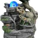 BEAMNOVA Tabletop Fountain,Relaxation Water Feature Feng Shui Indoor Fountain of Elephant Sculpture with Colorful Spinning Ball for Home Office Desktop Dcor (Style4)