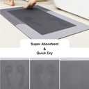 HelloTree 3PCS Bath Mat Rug Rubber Non Slip Quick Dry Rug Sets Super Absorbent Thin Bathroom Rugs Fit Under Door Grey Washable Bathroom Floor Mats for in Front of Bathtub, Shower Room, Sink