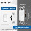 BESTTEN 10 Pack Single Pole Decorator Wall Light Switch, 15A 120/277V, Paddle Light Switch, On/Off Rocker Interrupter, UL Listed, White