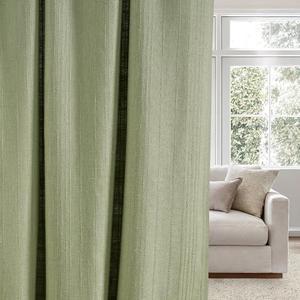 NICETOWN Waffle Weave Linen Sage Green Curtains for Bedroom, Privacy Farmhouse Drapes Light Filtering Window Treatments for Living Room, W52 x L84, 2 Panels