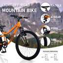 vollsch 24 Inch Kids Mountain Bike for 9-15 Years Old Boys Girls Teens 6-Speed Child MTB Bicycle with Front Suspension Fork, Orange