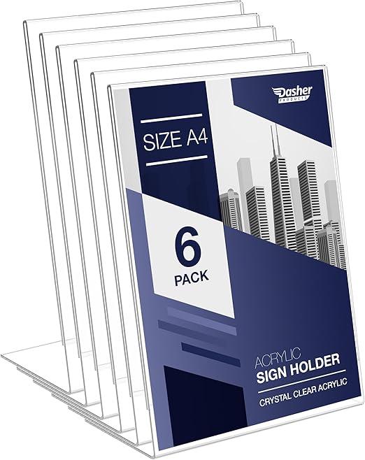 Slanted Back Acrylic Sign Holder 21*29.7 cm No. 7013 (6 Pack)