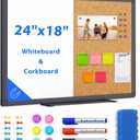 maxtek Combination White Board & Bulletin Cork Board 24 x 18 Whiteboard Magnetic, Combo Dry Erase Board with Black Aluminum Frame, 2' x 1.5' Hanging Message Board Wall Mounted for Homeschool Office