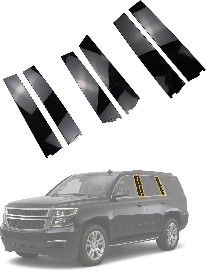 Flecto Window Trim B&C Pillar Trim Molding Kit Compatible with 2015-2018 Chevy Tahoe GMC Yukon Cadillac Escalade Replace 926-241 926-242 926-243 926-244 926-245 926-246 Door Outer Pillar Trim (6PCS)