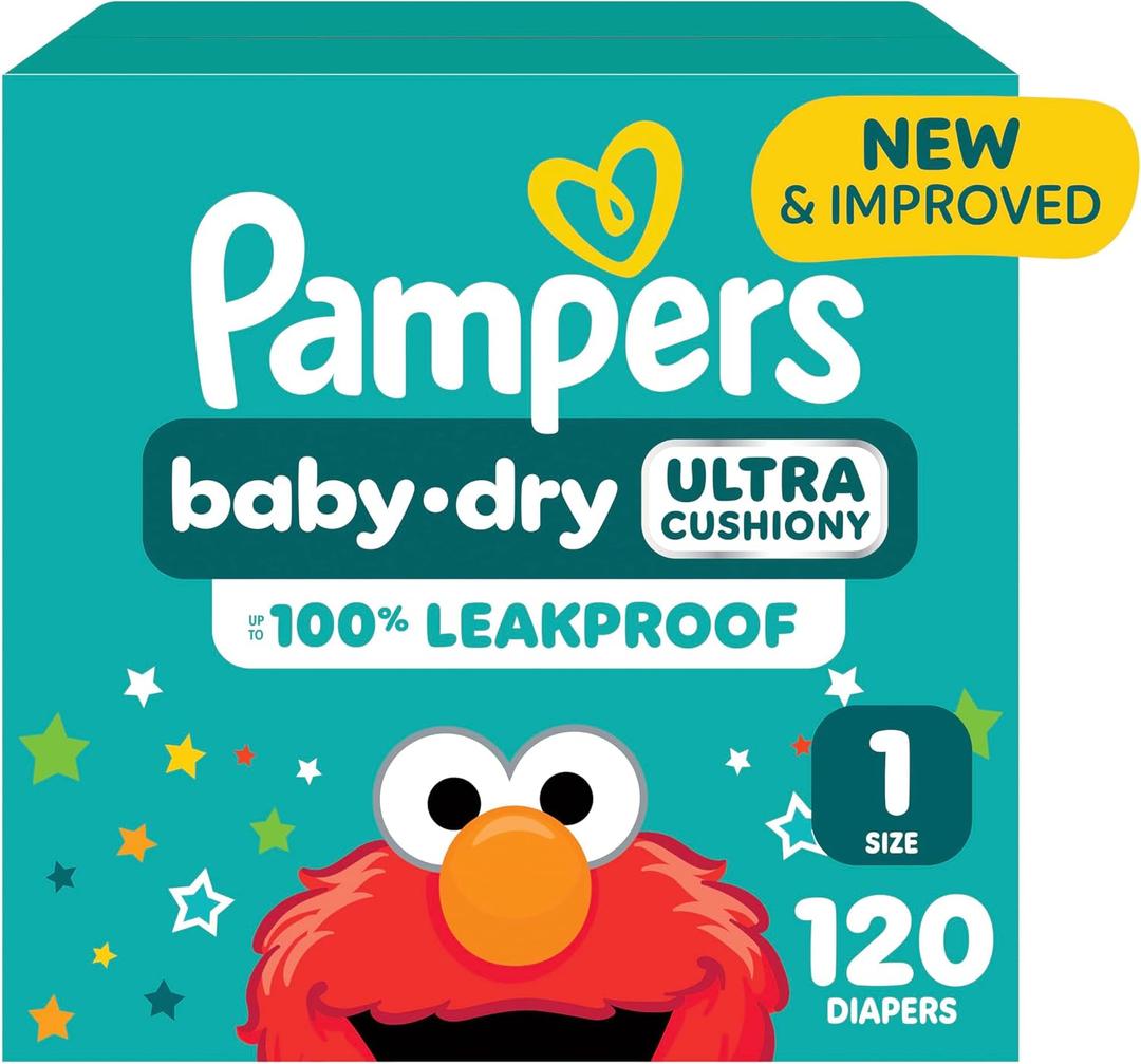 Pampers Diapers - Baby Dry - Size 1, 120 Count, Absorbent Disposable Infant Diaper