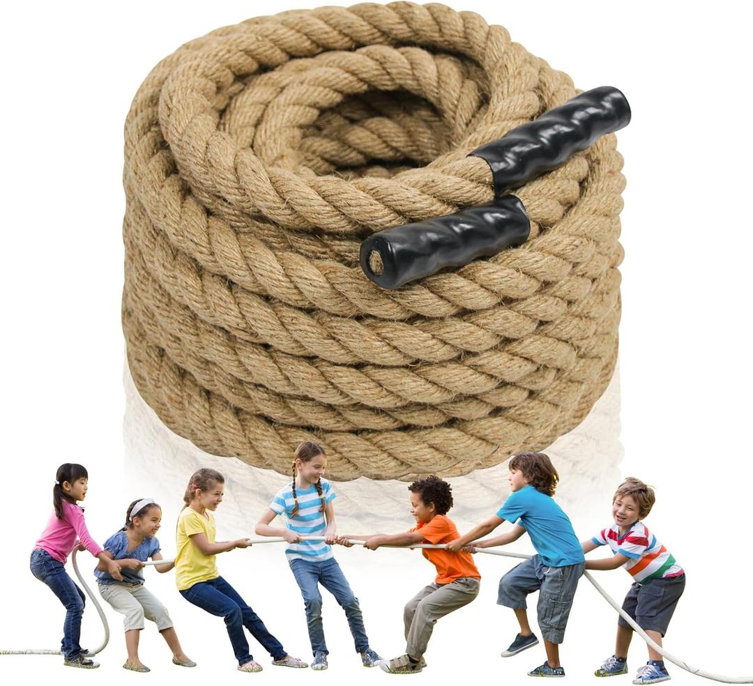 Natural Jute Rope -1/1.26inch 50ft, 92ft Length, Can Be DIY Landscape Decoration, Tug of War, Gardening, Handicrafts (1" x50ft)