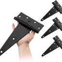 HOME MASTER HARDWARE 10 Inch Heavy Duty Gate Hinges for Wooden Fences, Shed Doors, Outdoor Barns - Black, 4 Pack with Screws