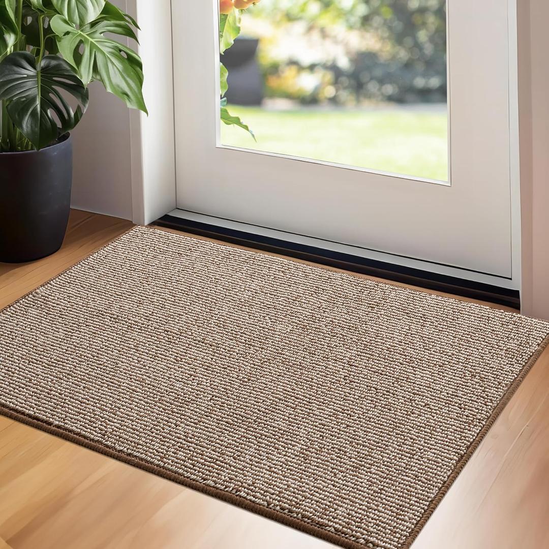 GRANNY SAYS Front Door Mat Indoor Entrance, Indoor Doormat Non Slip Washable, Low Profile Outdoor Welcome Mat, 32" x 20" Resist Dirt Absorbent Indoor Door Mats for Entryway, Floor, Brown Beige Mat (Brown and Beige)