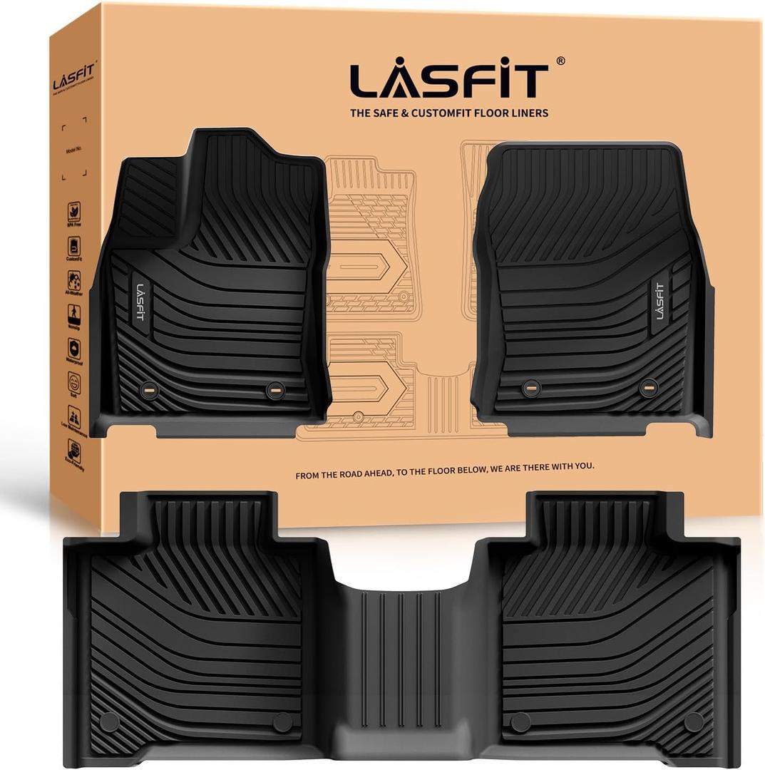 LASFIT Floor Mats for Toyota Tundra 2022-2025 2026 CrewMax Cab, All Weather Custom Fit TPE Floor Liners for Tundra SR/SR5/TRD PRO/Limited/Platinum/Castone Front&Rear 2 Row Car Mats, Black
