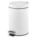 mDesign Pedal Bin — Metal Waste Bin with Pedal, Lid and Plastic Bucket Insert — for Bathroom, Kitchen, and Office — 3 Litre Household Rubbish Bin with Ergonomic Design — White