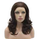 Lushy Medium Length 16inch Ash Brown Mix Wig Heat Friendly Heavy Density Synthetic Lace Front Wig