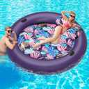 Pool Floats Adult Heavy Duty, OKSUWATER 73" x 73" Inflatable Pool Float with Removable Pillow & Grad Handles, Cooling Floaties Bed for Summertime Pool, Water,Beach, Outdoor Summer Party（Purple-XL）