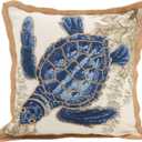 SARO LIFESTYLE Neptunian Collection Cotton Throw Pillow, 20", Sea Turtle (5440)