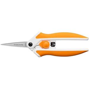 Fiskars Micro-Tip Spring Assisted Scissors, Precision Cutting Stainless Steel Blades, Comfort Handle, Cut Details in Fabric, Sewing Scissors and Arts and Crafts Tools