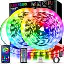 Leeleberd Led Lights for Bedroom 100 ft (2 Rolls of 50ft) Music Sync Color Changing RGB Led Strip Lights with Remote App Control Bluetooth Led Strip, Lights for Room Home Kitchen Party Decor