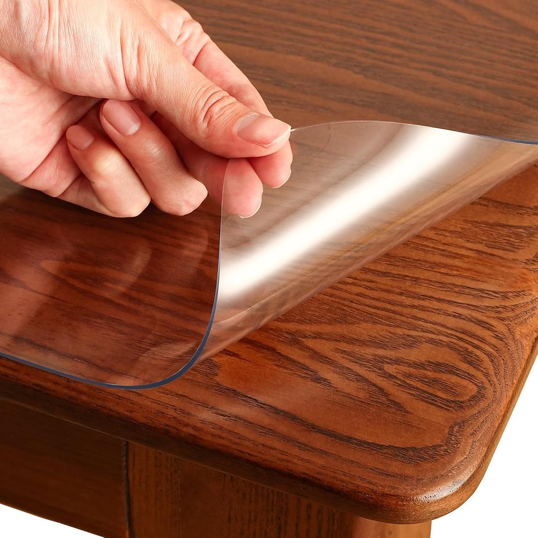 Clear Table Cover Protector Rectangle 40 x 72 Inch, 1.5mm Transparent Plastic Table Protector Waterproof, Anti-Scratch Clear Desk Mat for Office Desktop Dresser Dining Table, FDA Compliant