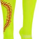 Century Star Softball Baseball Socks for Women Girls Youth Multi-sport Athletic Socks (X-Small, Neon Yellow)