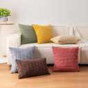 Pack of 2 Corduroy Decorative Throw Pillow Covers 18x18 Inch Soft Striped Pillow Covers Modern Farmhouse Home Decor for Sofa Living Room Couch BedAqua