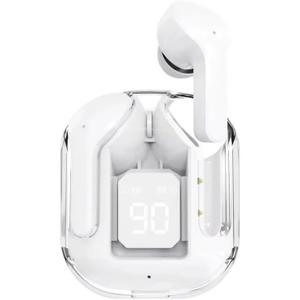 Wireless Sport Earbuds  White, Noise Cancelling, LED Battery Display, Waterproof, 8H Playtime, Touch Control, Secure Fit, Mic  for Running & Gym