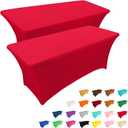 IVAPUPU 2 Pack 6FT Table Cloth for Rectangular Fitted Events Stretch Red Table Covers Washable Spandex Spring Tablecloth Protector for Party, Wedding, Cocktail, Banquet, Festival