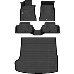 Binmotor-Floor Mats and Cargo Liner Set for Genesis G70 RWD 2019-2024 2025,2 Rows Floor Mats with Cargo Mat Set,Waterproof TPE Rubber Liners for Genesis G70 RWD Trunk Liner Accessories Mats -Black
