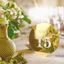 Acrylic Wedding Table Numbers 1-25 with Stands,4.8"Round Mirror Gold Table Number Signs and Holders for Wedding Reception, Party, Event, Centerpiece Decoration