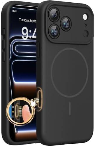 Miracase Magnetic for iPhone 17 Pro Max Case, Compatible with MagSafe, Integrated Silicone Camera Control Cover, 3.0mm Thicken Shockproof Drop Protection Phone Case for 17 ProMax, Black