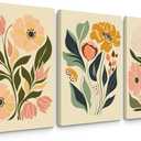 Boho Flower Wall Art Decor Abstract Floral Canvas Wall Art Pictuers Botanical Wall Art Minimalist Plant Prints Boho Floral Poster Vintage Artwork for Living Room Bedroom 12x16 Inch Wrapped canvas