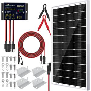 SOLPERK Solar Panel Kit 100W 24V, Intelligent Waterproof 10A PWM Controller, Home Outdoor Solar Battery Charger for RV Car Boat Marine Tractor Camping, 24 Volt Batteries Solar Panel Charger