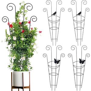 ZOUTOG Trellis for Climbing Plants Indoor 4 Pack 30 Inch,Rustproof Metal Garden Trellis for Potted Plants,Houseplant Support Indoor Outdoor for Ivy Pothos Monstera Hoya Flower Vines(Butterfly Shape)