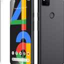 Dioxide Compatible for Google Pixel 4A 4G Phone Case with Screen Protector, Soft TPU Silicone Case Shockproof Non-Slip Camera Protective Case Slim Cover for Google Pixel 4A 4G Phone Case, Black