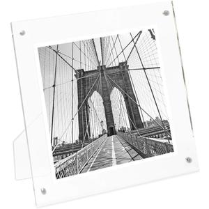 Isaac Jacobs 4 x 4 Clear Plain Acrylic Picture Frame, Magnetic Photo Frame, Made for Tabletop Display with Two-Way Easel