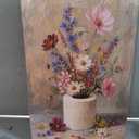 Wildflower Vase Framed Wall Art Canvas Cottage Floral Artwork 16x24 Inches