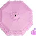 Foldable Travel Umbrella Compact UV Resistance Princess Lace Parasol Umbrella Sun Umbrella for Women Girls