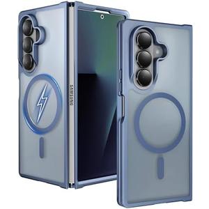 One Piece Design Matte Frosted Magnetic Case for Samsung Galaxy Z Fold 7, Fit for Magsafe, Ultra Thin, Shockproof Anti Fingerprints Translucent Back Integrated Bumper Wireless Charge Cover for Fold 7