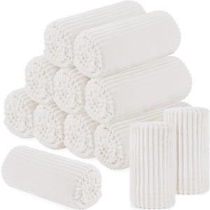 Buryeah 12 Pcs Flannel Throw Blanket Bulk 50 x 60 in Sleepover Blanket Outdoor Wedding Throw Lightweight, Oeko-tex Standard 100 Certified for Sofa Homeless Gifts (Cream White)