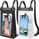 2 Pack Large Waterproof Phone Pouch, Waterproof Phone Case for iPhone 16 15 14 13 Pro Max Galaxy S25 S24 All Devices, IPX8 Double Sealing, Floating Water Proof Bag for Beach Water Park