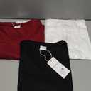 XIEERDUO Womens T Shirts V Neck Summer Tops Basic Short Sleeve Shirts 2 Pack/3 Pack (Large) (White, Black,Red)