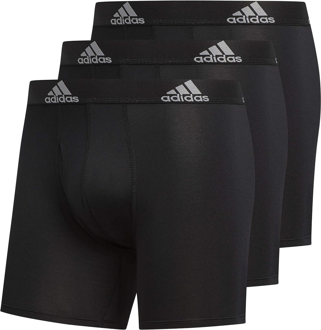 adidas Microfiber, Performance Boxer Briefs Underwear Pack for Men, Black/ Light Onix Grey/ P, X-Large