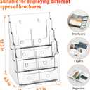 FUCDTEFC Acrylic Brochure Holder 8.5x11 & 4 x9 Inches, Clear 4 Tier Magazine Holder Brochure Display Stand w Removable Divider, Literature Pamphlet Flyer Holder for Wall Mount or Countertop