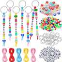 Landical 564 Pcs DIY Bead Keychain Kit Key Chain Making Craft Adjustable Letter Beads String Mama Gift Alphabet Bead Jewelry Key Ring Backpack Accessories for Party Favor(Classic,Candy Color)