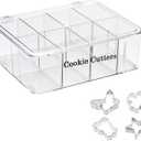 Cookie Cutters Organizer for Baking, Biscuit Cutters Storage Box with 8 Adjustable Compartments, Transparent Dustproof Lid, Perfect Baking Molds Tool Accessories Display Box