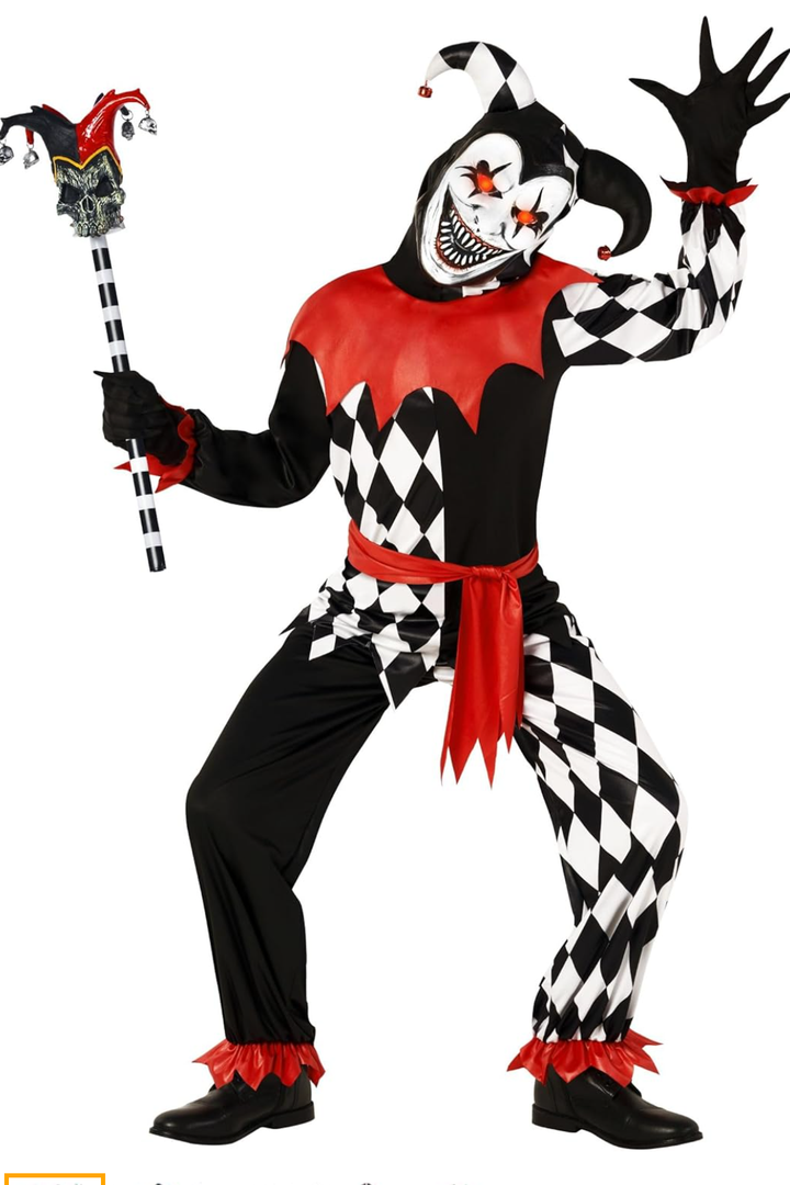Morph Evil Jester Costume Men, Adult Jester Costume, Scary Halloween Costumes, Halloween Costumes For Men, Size M
